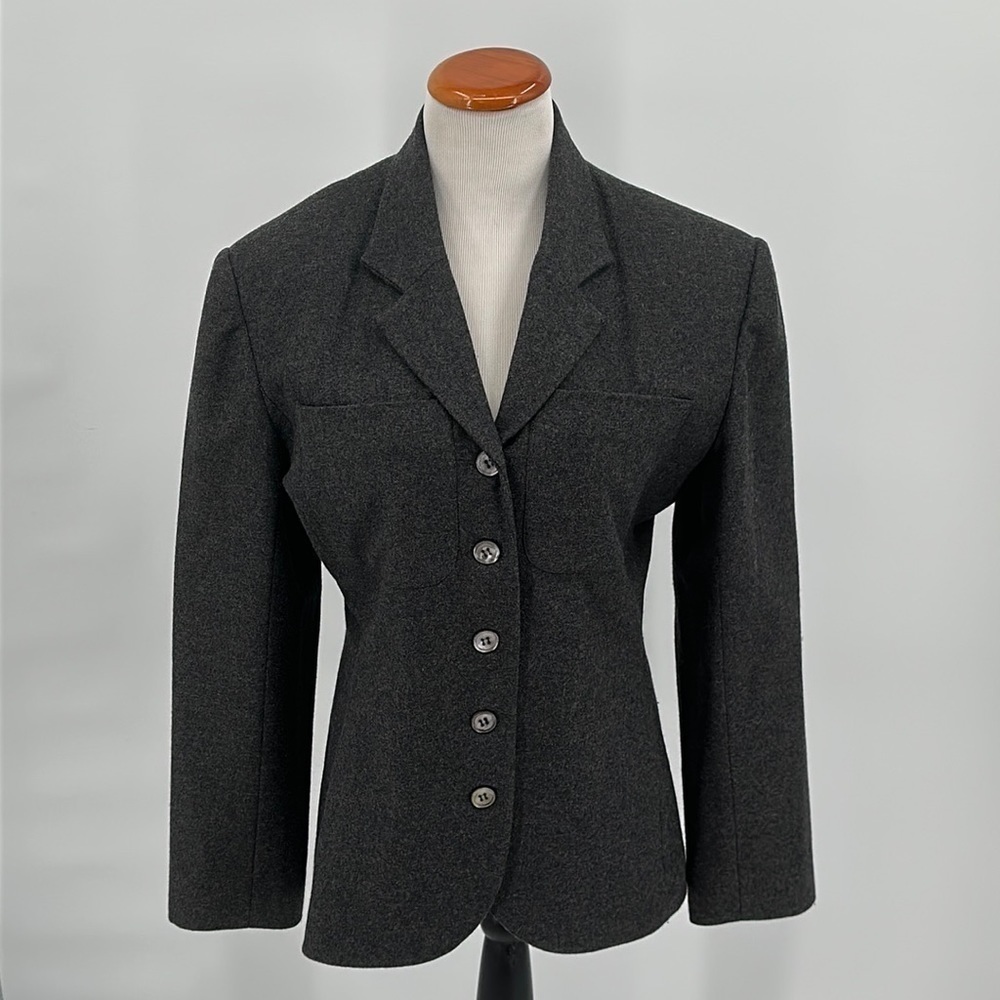 Basco Barney's Sportswear Co. Gray Wool Button Front Blazer Size 12